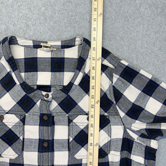 Duluth Trading Flannel Tunic Shirt Women’s 2XL Blue Gray White Plaid 31702 - Picture 9 of 10